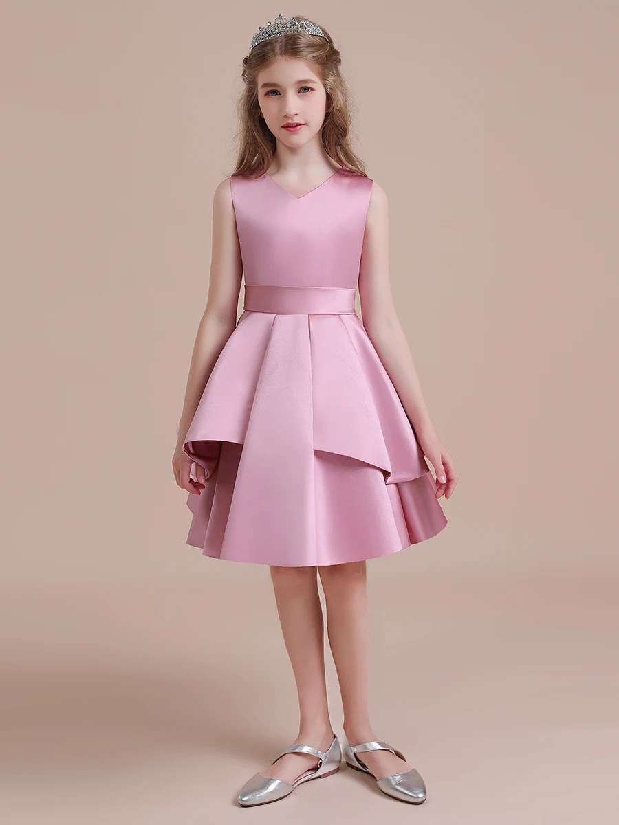 A-line Scoop Knee-Length Satin Flower Girl Dress/Girls in satin piano costumes /Elegant bridesmaid dresses/Custom Made
A-line Scoop Knee-Length Satin Flower Girl Dress/Girls in satin piano costumes /Elegant bridesmaid dresses/Custom Made