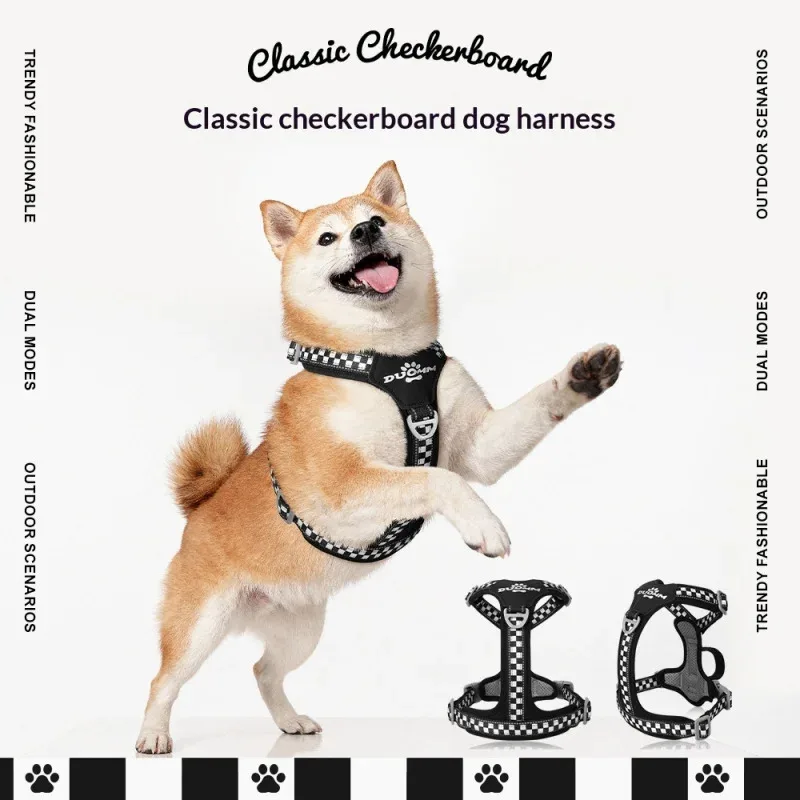 Classic Retro Dog Harness - Checkered No-Pull Vest with Secure Fit & Reflective Strips, for Daily Use (CE Certified)
Classic Retro Dog Harness - Checkered No-Pull Vest with Secure Fit & Reflective Strips, for Daily Use (CE Certified)