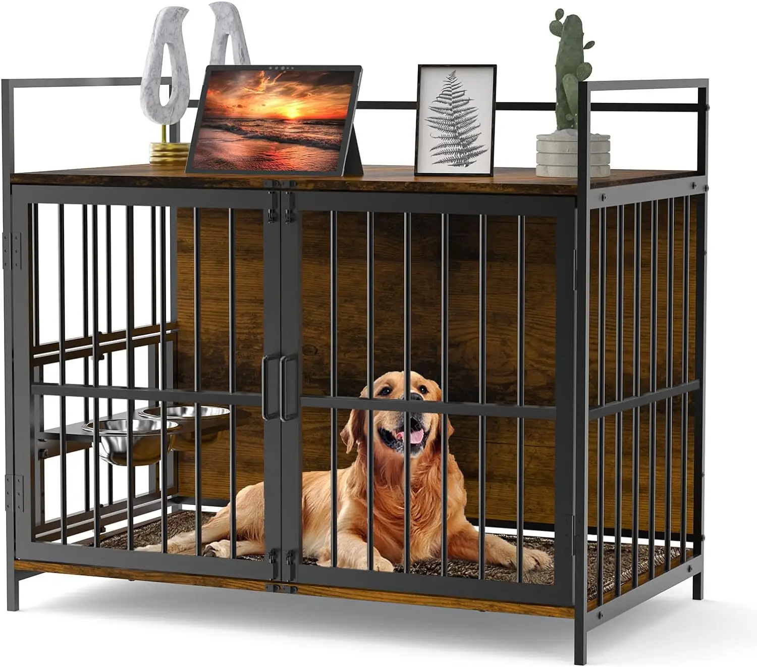 ROOMTEC 48 Inch Furniture Style Large Dog Crate with Two 360° & Adjustable Bowls, End Table Dog House
ROOMTEC 48 Inch Furniture Style Large Dog Crate with Two 360° & Adjustable Bowls, End Table Dog House