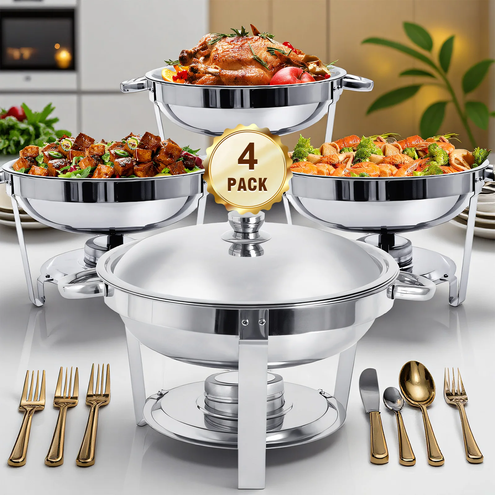 2/4 Pack Chafing Dish Buffet Set Stainless Steel 316 5L Round Chafers Food Warmer Set for Home BBQ Party Banquet W/Lid
2/4 Pack Chafing Dish Buffet Set Stainless Steel 316 5L Round Chafers Food Warmer Set for Home BBQ Party Banquet W/Lid