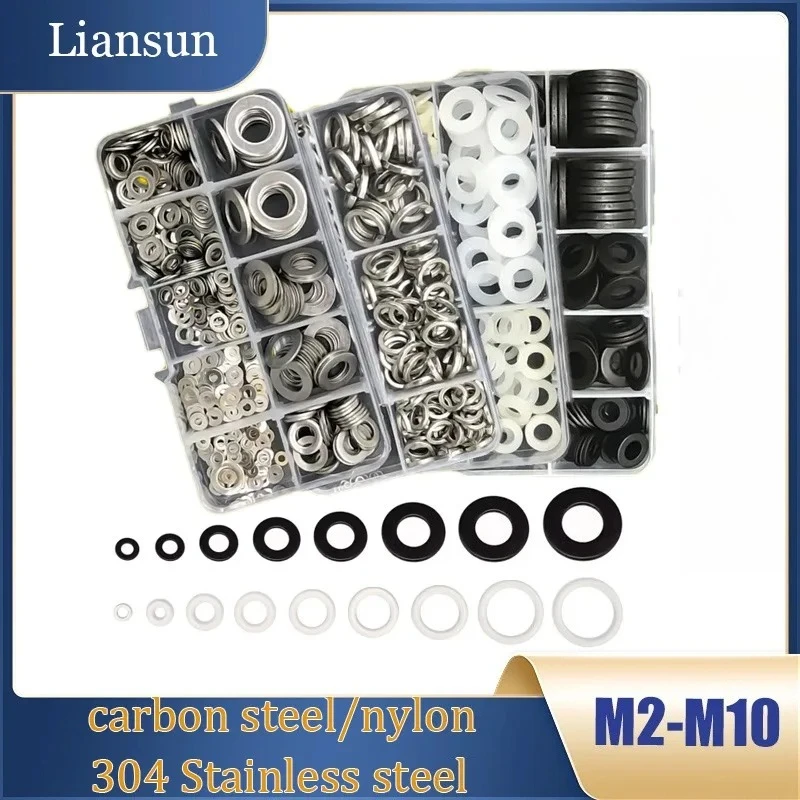 304 stainless steel flat washers Assortment Kit M2M2.5M3M4M5M6M8M10 Spring Lock washer nylon Sealing Gasket waterproof washers
304 stainless steel flat washers Assortment Kit M2M2.5M3M4M5M6M8M10 Spring Lock washer nylon Sealing Gasket waterproof washers