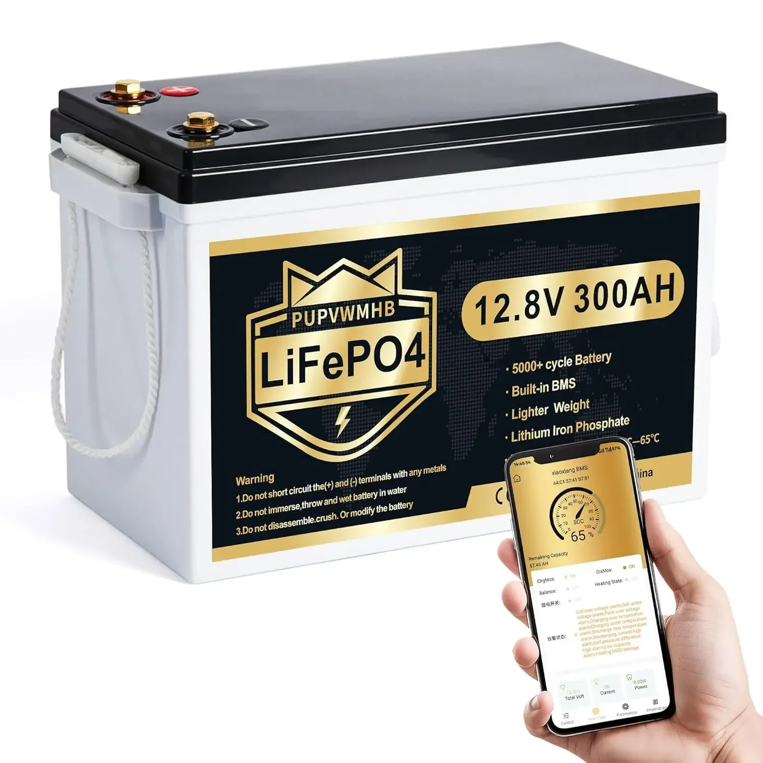12V 300Ah LiFePO4 Lithium Battery, Bluetooth LifePO4 Battery, Upgraded 200A BMS, 3840Wh Rechargeable Lithium, Customized
12V 300Ah LiFePO4 Lithium Battery, Bluetooth LifePO4 Battery, Upgraded 200A BMS, 3840Wh Rechargeable Lithium, Customized