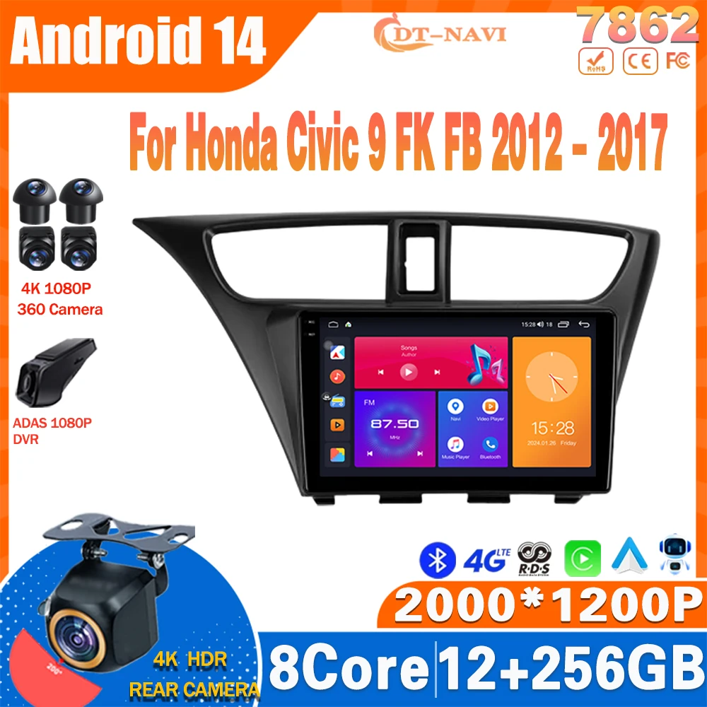 Android 14 Car Radio For Honda Civic 9 FK FB 2012 - 2017 Multimedia Video Navigation Player GPS Carplay Stereo 4G BT NO 2Din DVD
Android 14 Car Radio For Honda Civic 9 FK FB 2012 - 2017 Multimedia Video Navigation Player GPS Carplay Stereo 4G BT NO 2Din DVD
