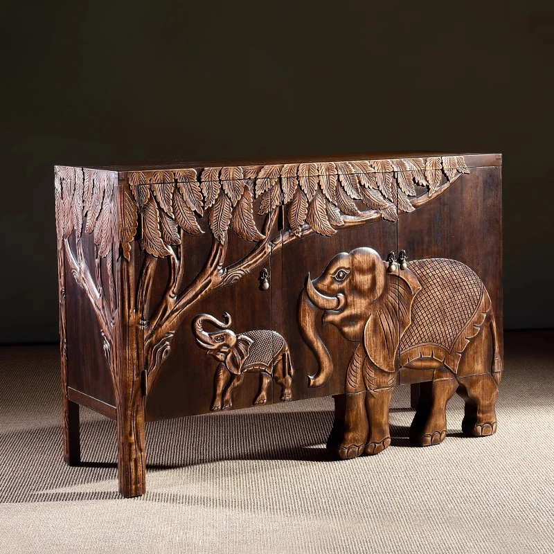 Vintage solid wood relief elephant entrance cabinet, new Chinese locker South East Asia living room foyer decorative cabinet
Vintage solid wood relief elephant entrance cabinet, new Chinese locker South East Asia living room foyer decorative cabinet