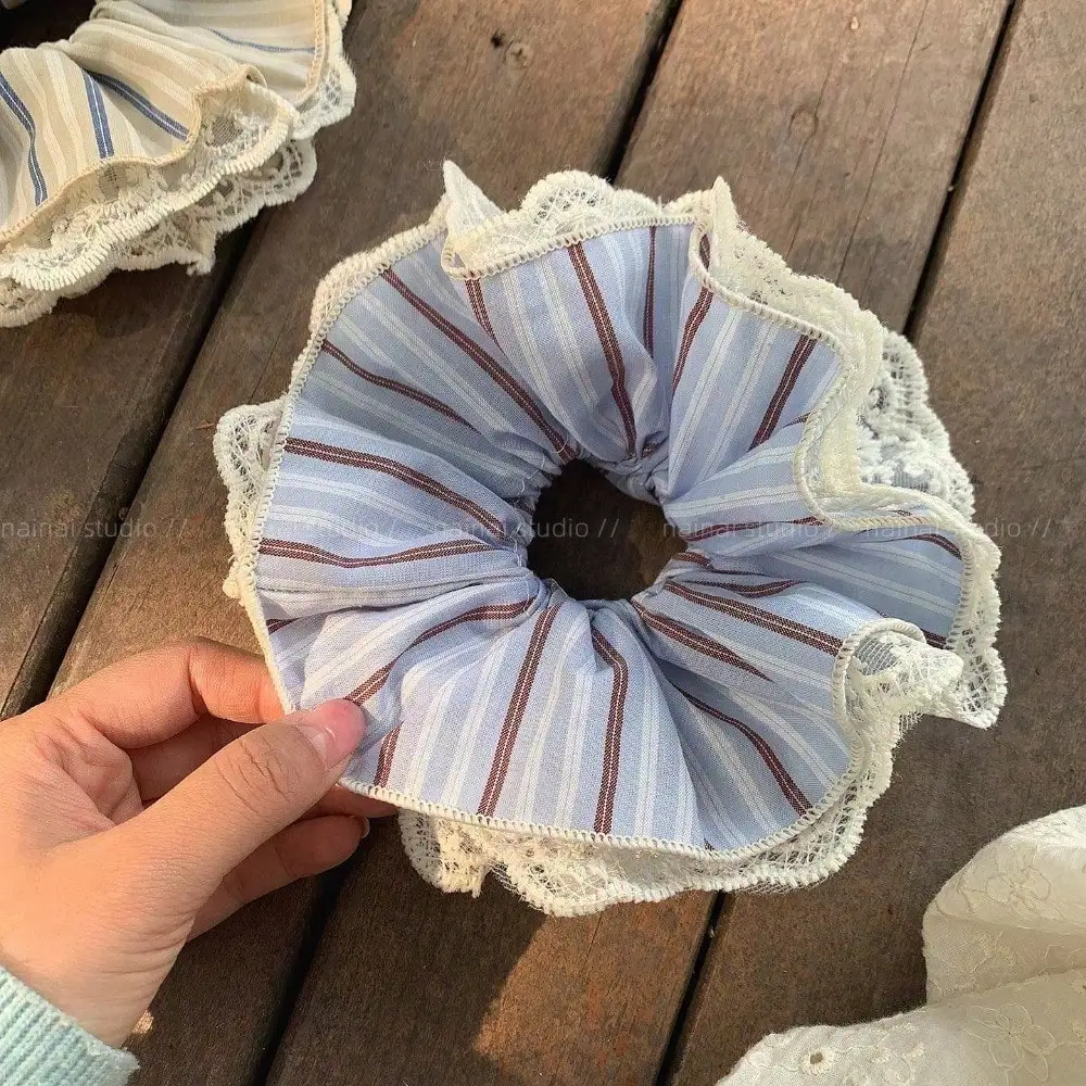 Ruffled Lace Striped Hair Scrunchie, Casual Everyday Accessory
Ruffled Lace Striped Hair Scrunchie, Casual Everyday Accessory