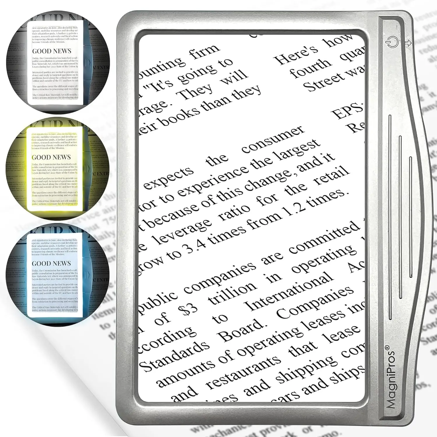 3X Large LED Page Magnifier for Reading | Eye Caring 3 Color Light Modes & Anti-Glare Lens - Perfect for Small Prints, Aging Eyes, Low Vision and Seniors
3X Large LED Page Magnifier for Reading | Eye Caring 3 Color Light Modes & Anti-Glare Lens - Perfect for Small Prints, Aging Eyes, Low Vision and Seniors