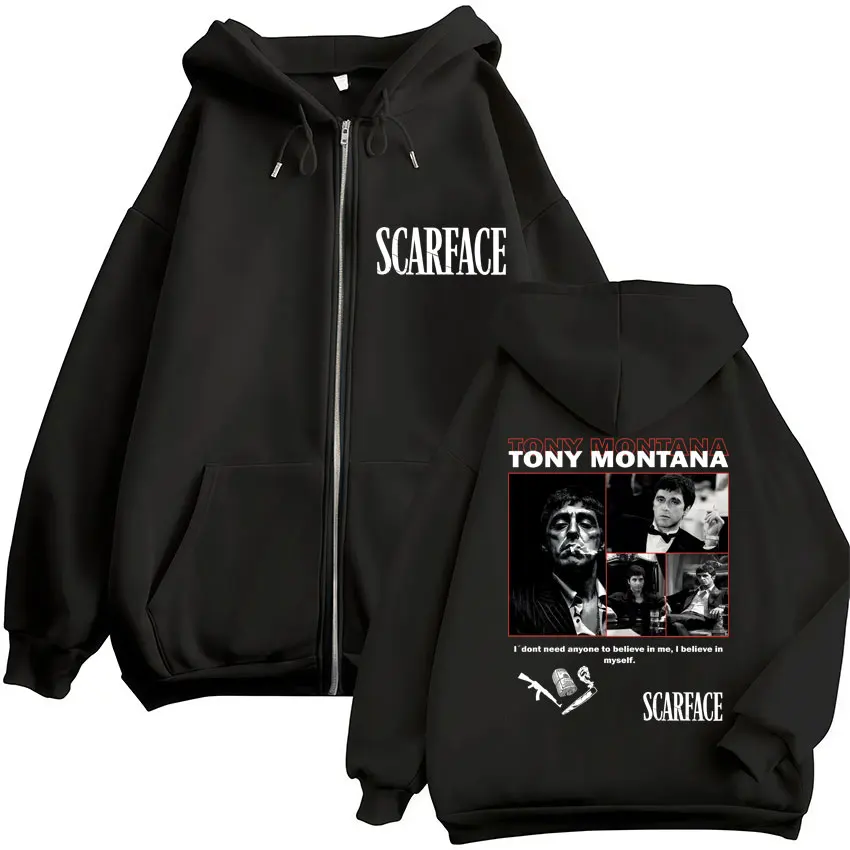 Famous Movie Scarface Tony Montana Al Pacino Zipper Hoodie Vintage Fashion Men Women Zip Up Sweatshirt Fleece Oversized Jackets
Famous Movie Scarface Tony Montana Al Pacino Zipper Hoodie Vintage Fashion Men Women Zip Up Sweatshirt Fleece Oversized Jackets
