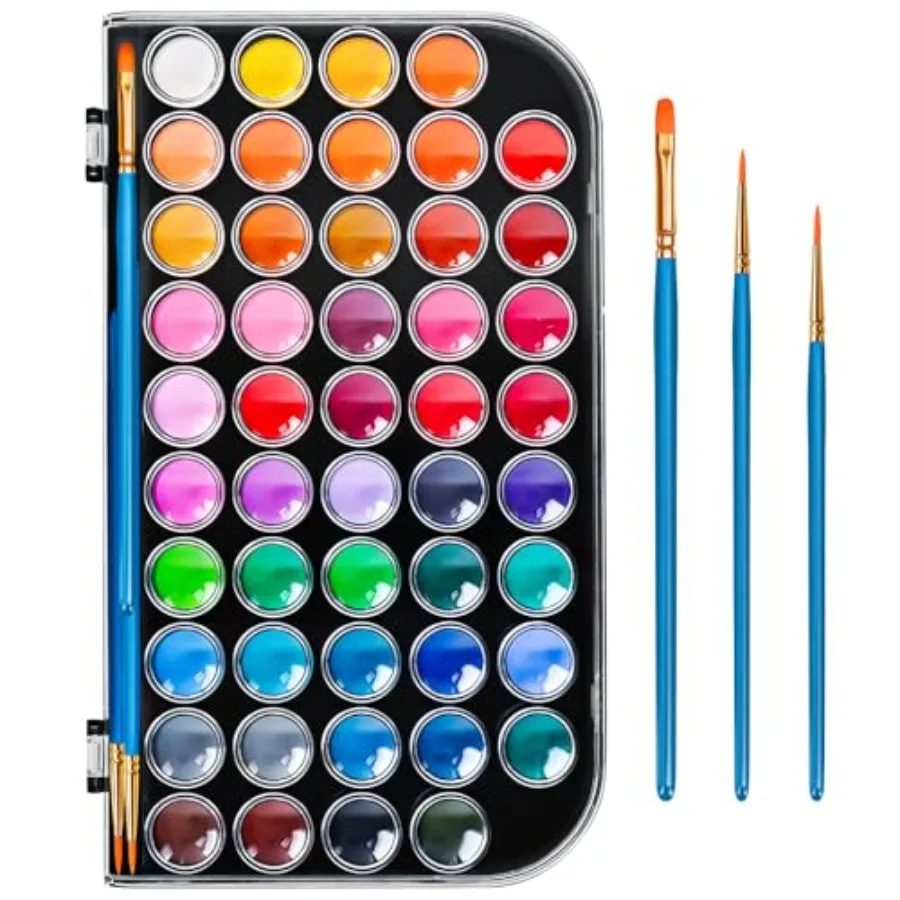 48 Color Solid Watercolor Paint Set with 3 Wooden Brushes - Non-Toxic, Vibrant and Washable Watercolor Kit for Artists,,Beginne
48 Color Solid Watercolor Paint Set with 3 Wooden Brushes - Non-Toxic, Vibrant and Washable Watercolor Kit for Artists,,Beginne
