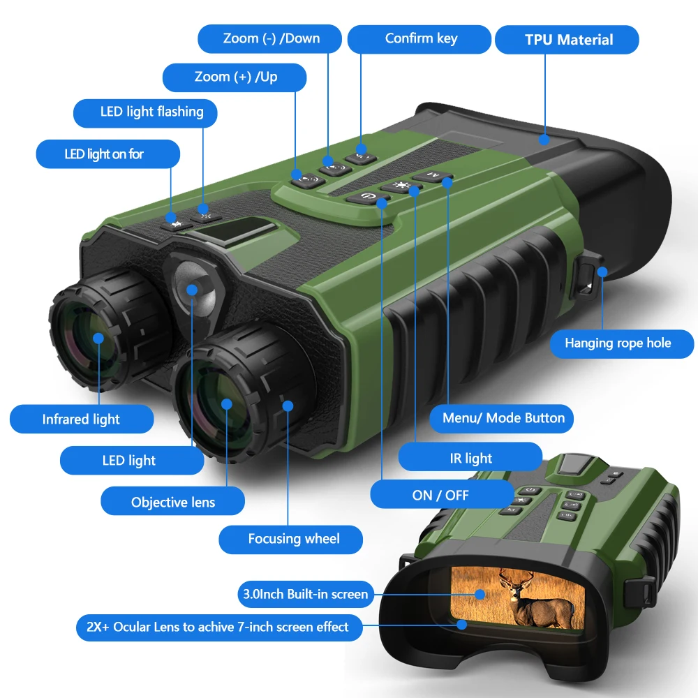 New 5000 mAh DT49 2.5K Night Vision Goggles Infrared Night Vision Binoculars 3'' IPS Screen 8X Digital Zoom for Camping Hunting
New 5000 mAh DT49 2.5K Night Vision Goggles Infrared Night Vision Binoculars 3'' IPS Screen 8X Digital Zoom for Camping Hunting