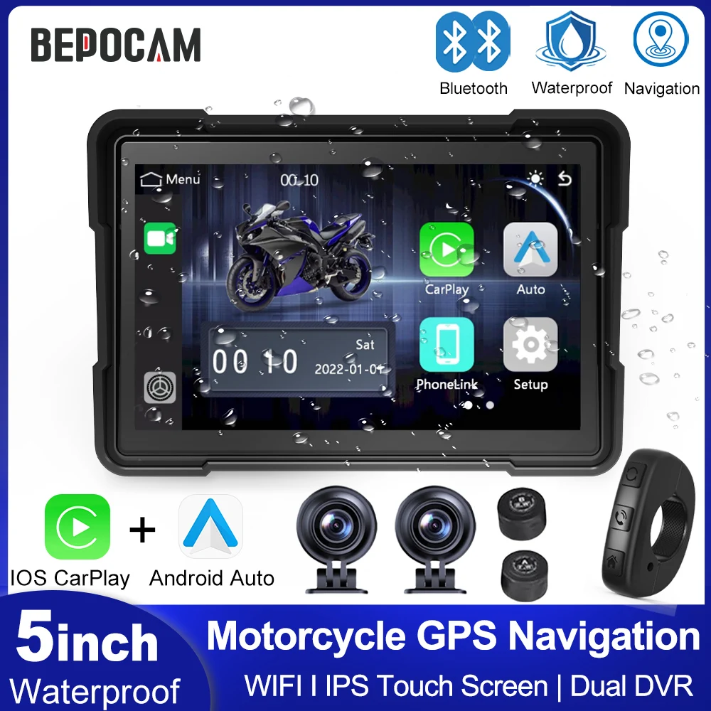 BEPOCAM 5'' IP67 Водонепроницаемый GPS-навигатор для мотоциклов с беспроводным Carplay, Android Auto, двойной камерой DVR и видеорегистратором, мото-монитор
BEPOCAM 5'' IP67 Водонепроницаемый GPS-навигатор для мотоциклов с беспроводным Carplay, Android Auto, двойной камерой DVR и видеорегистратором, мото-монитор