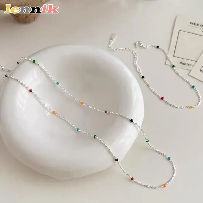 S925 Sterling Silver Colorful Necklace Women's Niche Design INS Style Round Bead Light Luxury Versatile Clavicle Chain Jewelry
S925 Sterling Silver Colorful Necklace Women's Niche Design INS Style Round Bead Light Luxury Versatile Clavicle Chain Jewelry
