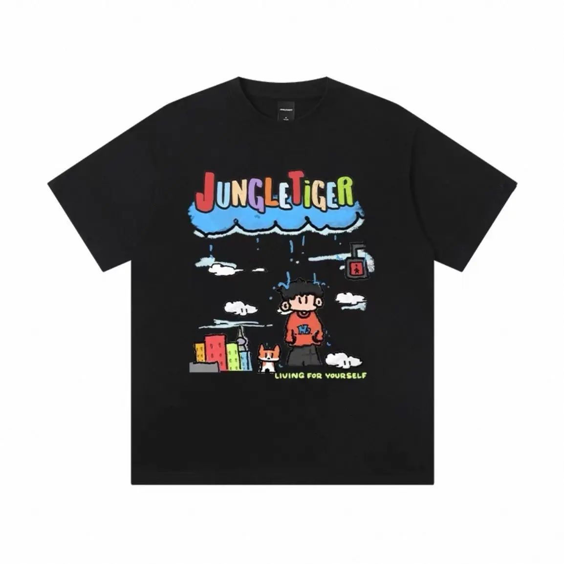 Jungle Tiger Black White Tshirt Collection Living for Yourself Text Print with Cartoon Cityscape Cloud Design Unisex Cotton
Jungle Tiger Black White Tshirt Collection Living for Yourself Text Print with Cartoon Cityscape Cloud Design Unisex Cotton