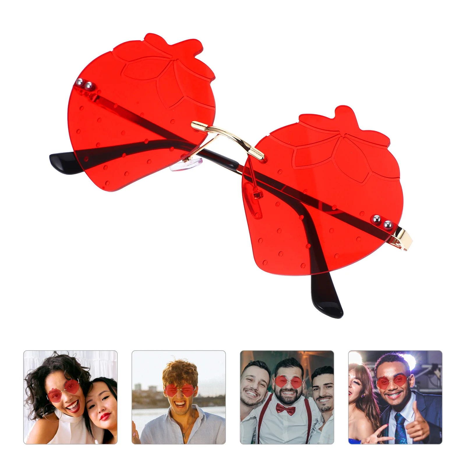 1 Pair Strawberry-Shaped Sunglasses Transparent Frameless Eyewear For Party Festival Masquerade Carnival Christmas New Year
1 Pair Strawberry-Shaped Sunglasses Transparent Frameless Eyewear For Party Festival Masquerade Carnival Christmas New Year