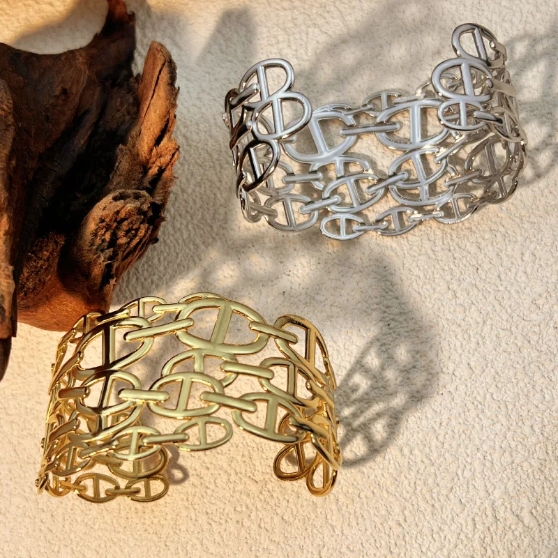 Trendy Gold Silver Color Stainless Steel Bracelets Women Chic Chunky Irregular Cuff Bracelet Shaped Open Bangles Jewelry Gifts
Trendy Gold Silver Color Stainless Steel Bracelets Women Chic Chunky Irregular Cuff Bracelet Shaped Open Bangles Jewelry Gifts