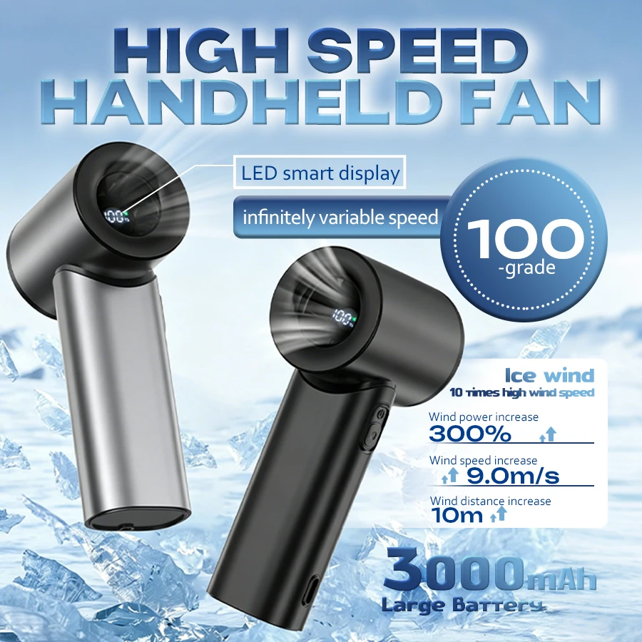 Mini High Speed Fan, 100 Speeds, 3000mAh Rechargeable, LED Screen, Quiet Strong, Pocket Size USB Fan for Outdoor Travel Hiking
Mini High Speed Fan, 100 Speeds, 3000mAh Rechargeable, LED Screen, Quiet Strong, Pocket Size USB Fan for Outdoor Travel Hiking