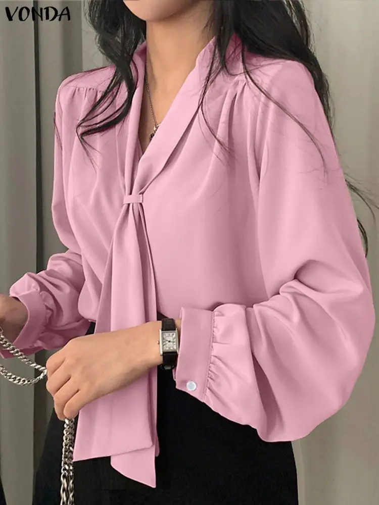 VONDA Fashion Chiffon Blouse Women Tie Collar Pullovers Tops 2025 Autumn Shirt OL Long Sleeve Casual Solid Elegant Office Blusas
VONDA Fashion Chiffon Blouse Women Tie Collar Pullovers Tops 2025 Autumn Shirt OL Long Sleeve Casual Solid Elegant Office Blusas