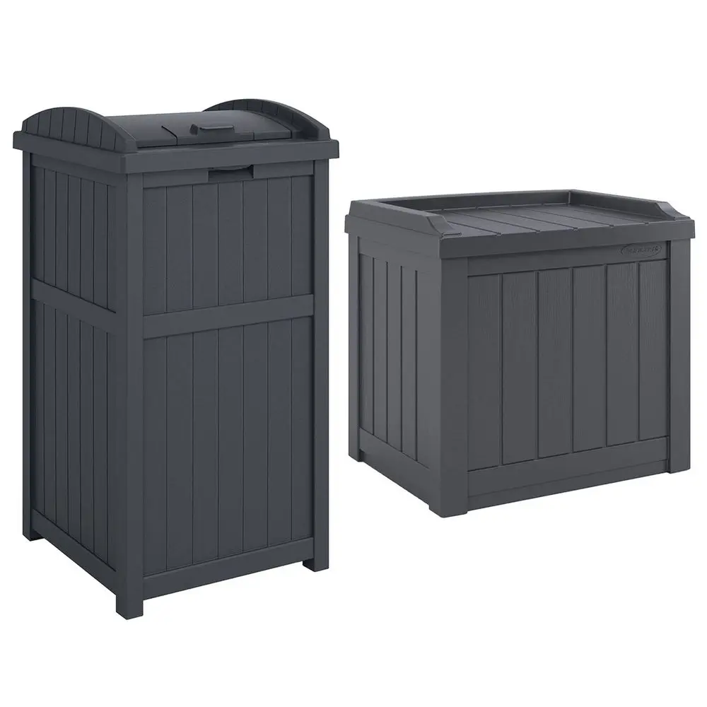 22Gallon Outdoor Patio Backyard Deck Box Storage Bench and 30Gallon Hideaway Trash Waste Bin with Latching Lid, Cyberspace
22Gallon Outdoor Patio Backyard Deck Box Storage Bench and 30Gallon Hideaway Trash Waste Bin with Latching Lid, Cyberspace