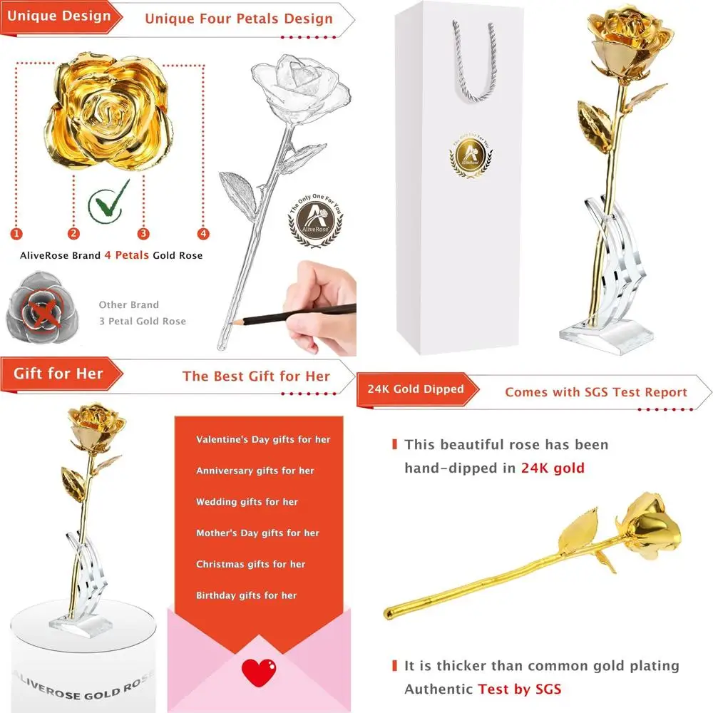 Позолоченная 24-каратным золотом настоящая роза — уникальный дизайн для подарков на День святого Валентина, День матери или день рождения
Позолоченная 24-каратным золотом настоящая роза — уникальный дизайн для подарков на День святого Валентина, День матери или день рождения
