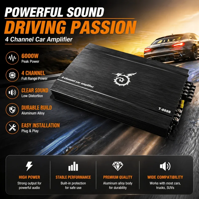 A/BClass,2/4Ohm stableFour-channel car amplifier,,Can be bridged,Full-range stereo power amplifier,EquippedMOSFETFrequency divid
A/BClass,2/4Ohm stableFour-channel car amplifier,,Can be bridged,Full-range stereo power amplifier,EquippedMOSFETFrequency divid