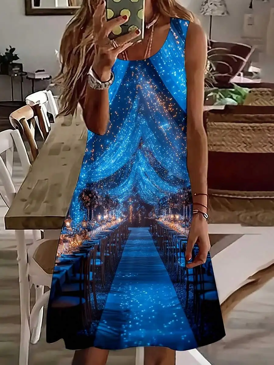 Women Sleeveless Starry Night Wedding Aisle Print Dress For Christmas New Year
Women Sleeveless Starry Night Wedding Aisle Print Dress For Christmas New Year