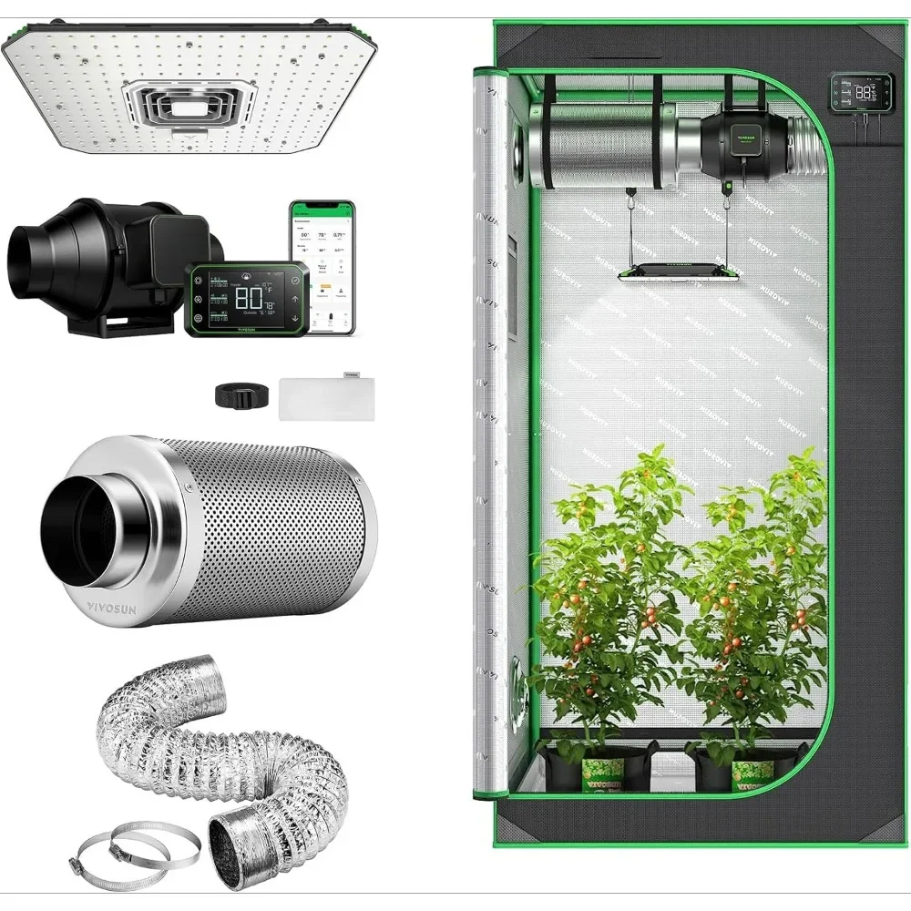 32"x32"x63" Grow Tent Kit, Smart Grow System with AeroLight 100W LED Grows Light Air Carbon Filter & 25Ft Air Ducting, Grow Tent
32"x32"x63" Grow Tent Kit, Smart Grow System with AeroLight 100W LED Grows Light Air Carbon Filter & 25Ft Air Ducting, Grow Tent