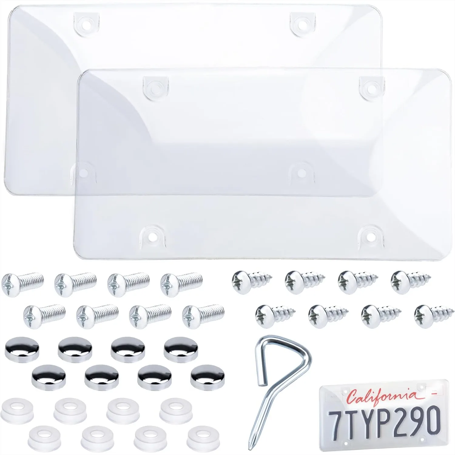 Clear License Plate Covers, Unbreakable Protection with Screws Caps for Front and Back Car Tags
Clear License Plate Covers, Unbreakable Protection with Screws Caps for Front and Back Car Tags