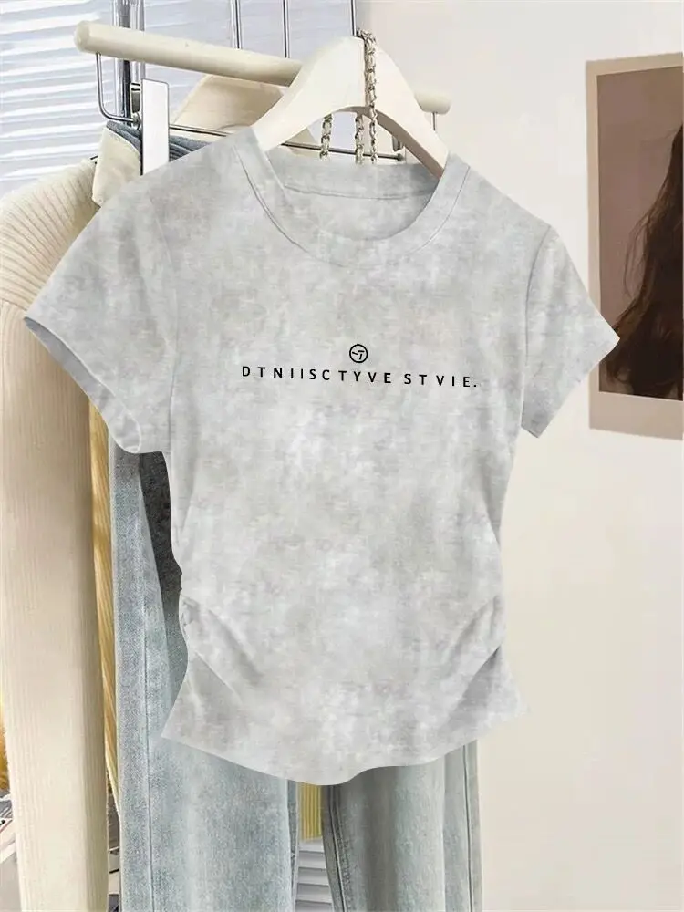 Summer ort Sve Tie Dye Pure Cotton Slim Fit T-irt Women's Printed Casual Faionable Hot Girl Sle ort Length Top
Summer ort Sve Tie Dye Pure Cotton Slim Fit T-irt Women's Printed Casual Faionable Hot Girl Sle ort Length Top