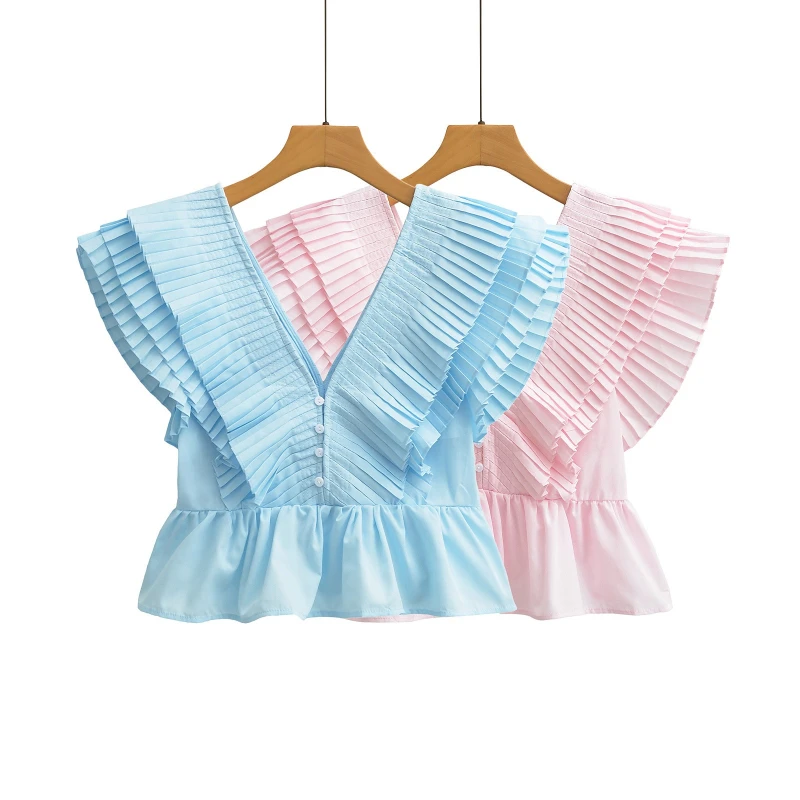 2026 Summer New Solid Color Large V-neck Short Style Backless Ruffle Edge Sleeveless Cotton Top for Women
2026 Summer New Solid Color Large V-neck Short Style Backless Ruffle Edge Sleeveless Cotton Top for Women