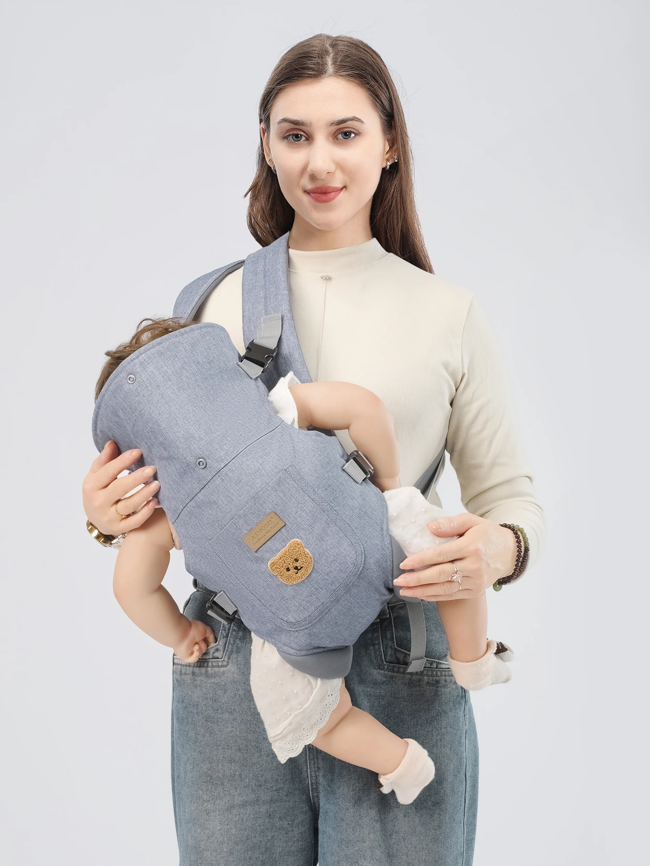 AINOMI Light Blue Bear Embroidery Baby Carrier, Multi-Position Ergonomic Infant Sling, Hands-Free Newborn to Toddler Holder
AINOMI Light Blue Bear Embroidery Baby Carrier, Multi-Position Ergonomic Infant Sling, Hands-Free Newborn to Toddler Holder