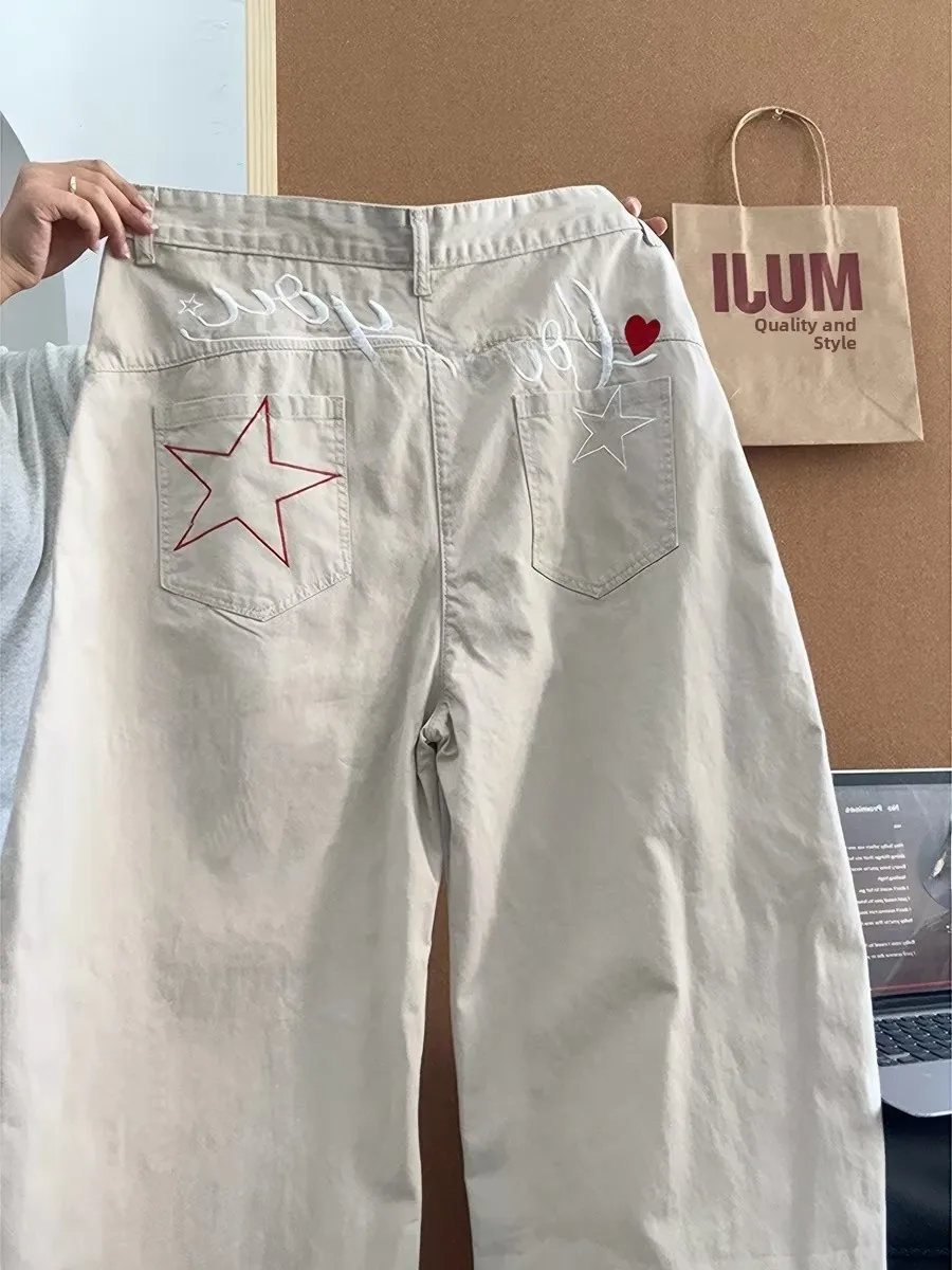 American Style Vintage Light Khaki Embroidered Casual Pants Women's Small Size Lazy Drape Loose Wide Leg Floor-Length Trousers
American Style Vintage Light Khaki Embroidered Casual Pants Women's Small Size Lazy Drape Loose Wide Leg Floor-Length Trousers
