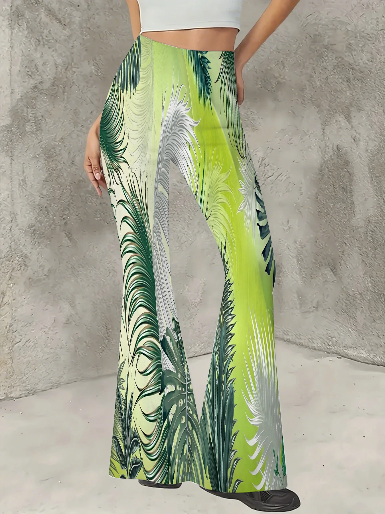 Women's High Waist Green Tropical Palm Leaf Print Flare Pants Casual Beach Bell Bottom Trousers
Women's High Waist Green Tropical Palm Leaf Print Flare Pants Casual Beach Bell Bottom Trousers