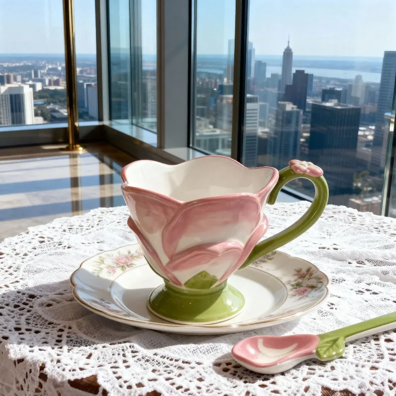 High Aesthetic Underglaze Hand-Painted Lotus Ceramic Coffee Cup with Spoon,Creative Petal Design Flower Mug,Artisan Drinkware Se
High Aesthetic Underglaze Hand-Painted Lotus Ceramic Coffee Cup with Spoon,Creative Petal Design Flower Mug,Artisan Drinkware Se
