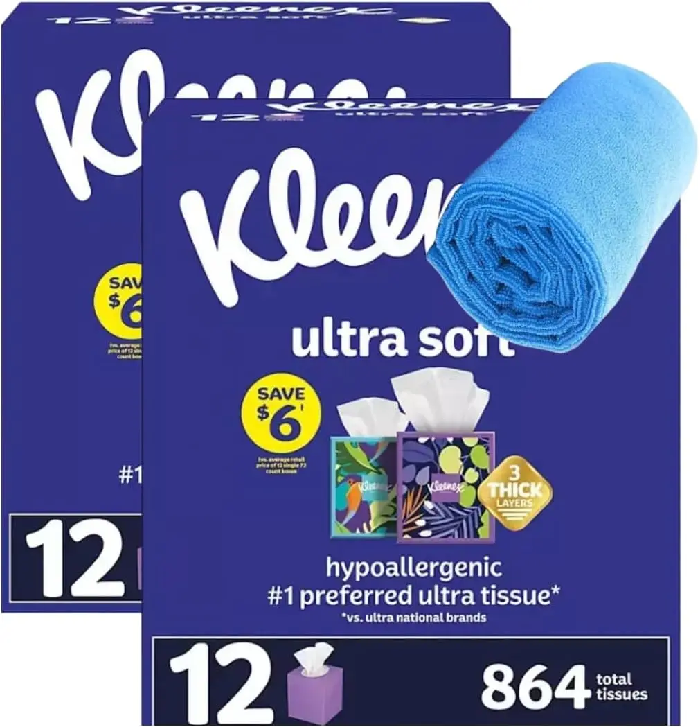 Ultra Soft Facial Tissues, 3-Ply, 12 Cube Boxes, 72 Tissues per Box (72 Count(2 Pack))
Ultra Soft Facial Tissues, 3-Ply, 12 Cube Boxes, 72 Tissues per Box (72 Count(2 Pack))