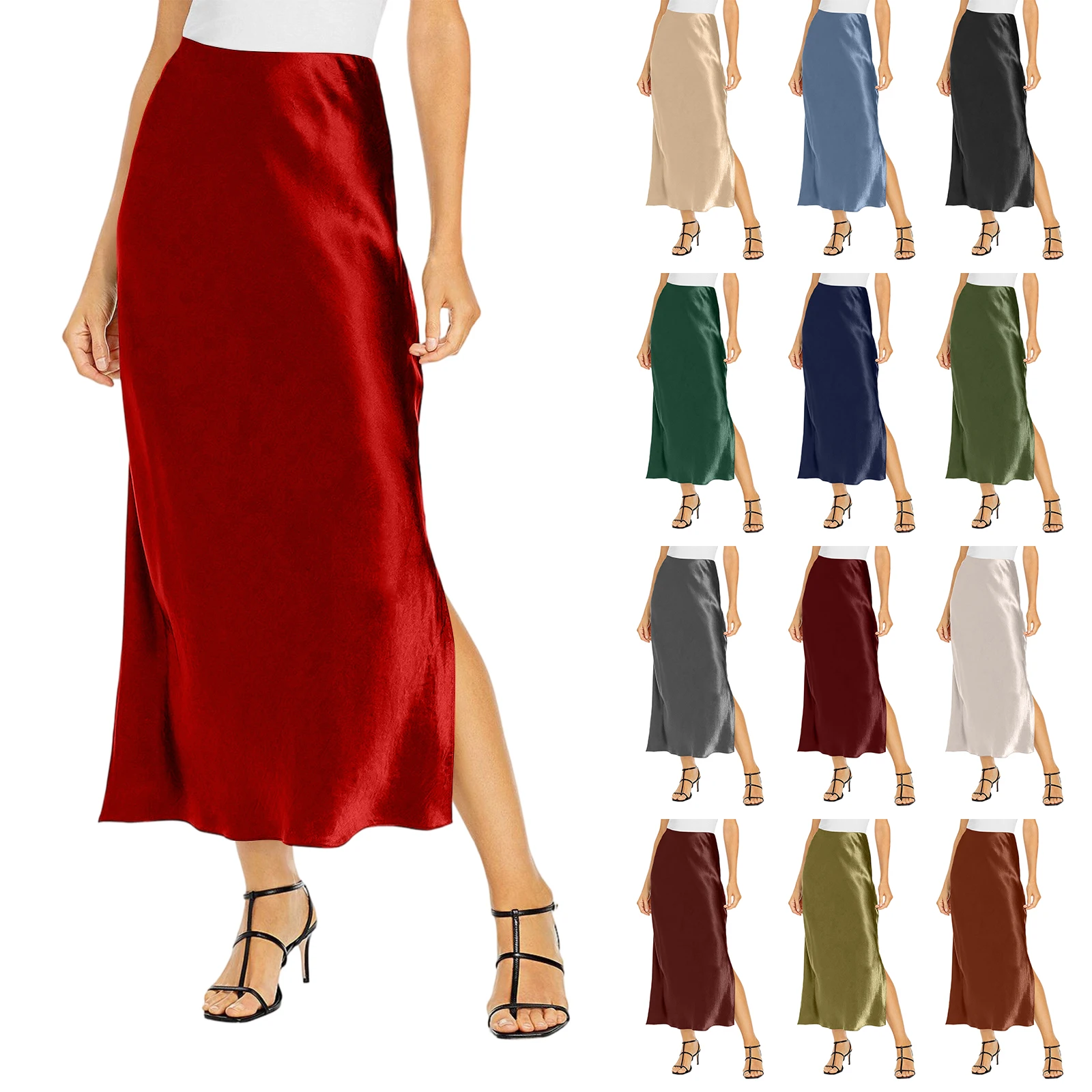 Модные женские юбки-карандаш с высокой талией, весна-лето, женская сексуальная однотонная юбка, женская облегающая атласная юбка с разрезом на бедрах
Модные женские юбки-карандаш с высокой талией, весна-лето, женская сексуальная однотонная юбка, женская облегающая атласная юбка с разрезом на бедрах