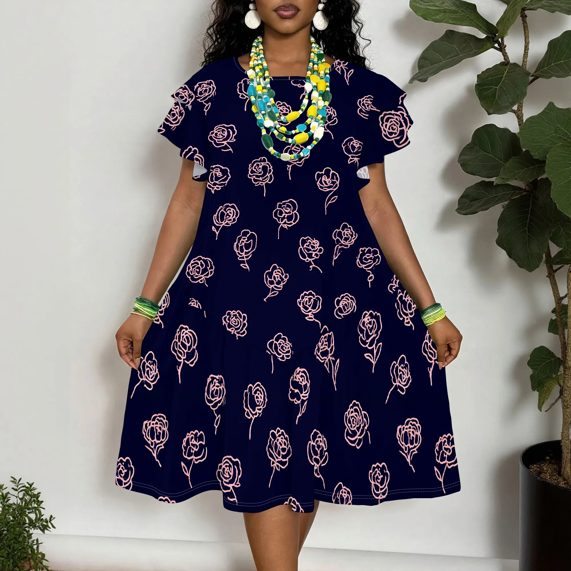 Women's Plus Size Short Sleeve A-Line Dress with Rose Print, Casual Summer Tunic Top
Women's Plus Size Short Sleeve A-Line Dress with Rose Print, Casual Summer Tunic Top