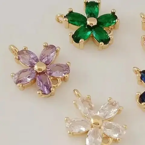 Japanese and Korean Accessories 14 Copper-clad Gold Inlaid Zircon Five-leaf Flower Pendant Bracelet Necklace Double Pendant DIY
Japanese and Korean Accessories 14 Copper-clad Gold Inlaid Zircon Five-leaf Flower Pendant Bracelet Necklace Double Pendant DIY