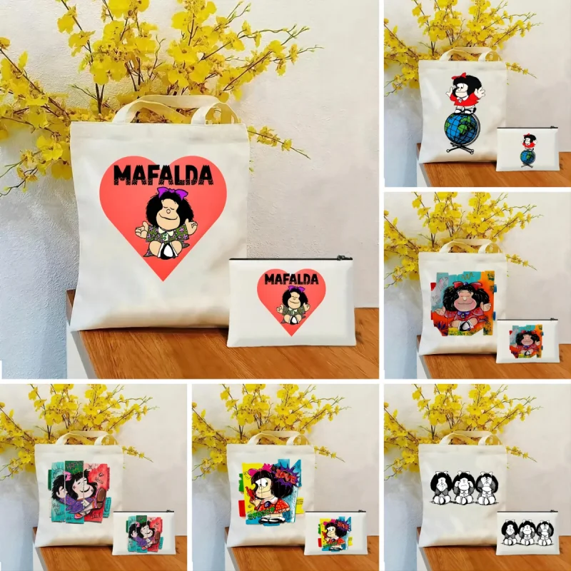 2pcs Mafalda Tote Bag Set Canvas Shoulder Handbag Women Cosmetic Bags Fashion Environmental Large Capacity Portable Travel Porch
2pcs Mafalda Tote Bag Set Canvas Shoulder Handbag Women Cosmetic Bags Fashion Environmental Large Capacity Portable Travel Porch