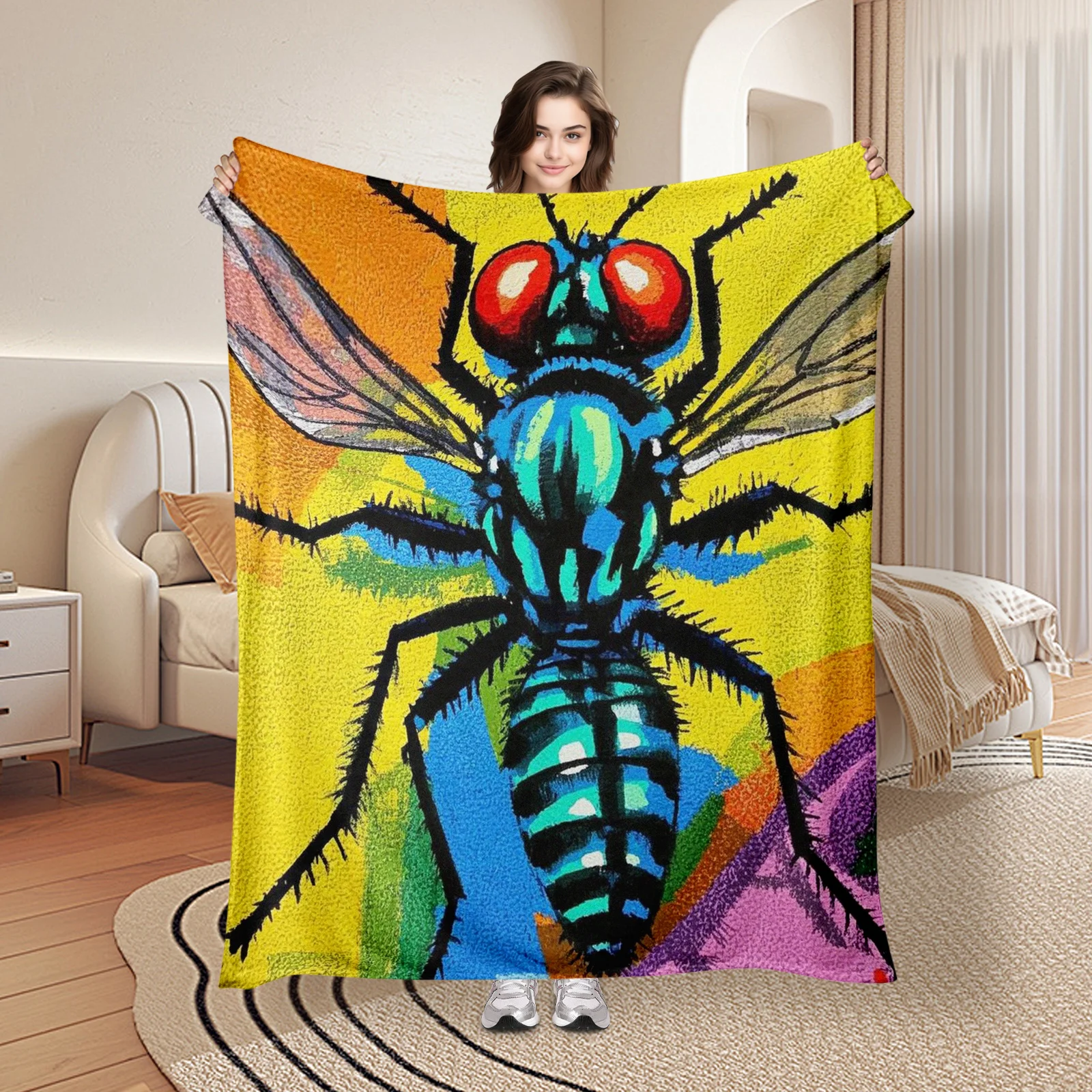 Vibrant Fly Design Blanket With Yellow Orange And Blue Colors For Bold And Playful Home Decor Style
Vibrant Fly Design Blanket With Yellow Orange And Blue Colors For Bold And Playful Home Decor Style