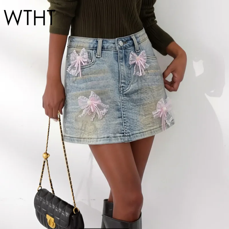 WTHT Fashion The Summer Of 2026 Women's Spliced Lace Bow Wash Mini Skirt New High-waisted A-line Skirts Female 1LS3038
WTHT Fashion The Summer Of 2026 Women's Spliced Lace Bow Wash Mini Skirt New High-waisted A-line Skirts Female 1LS3038
