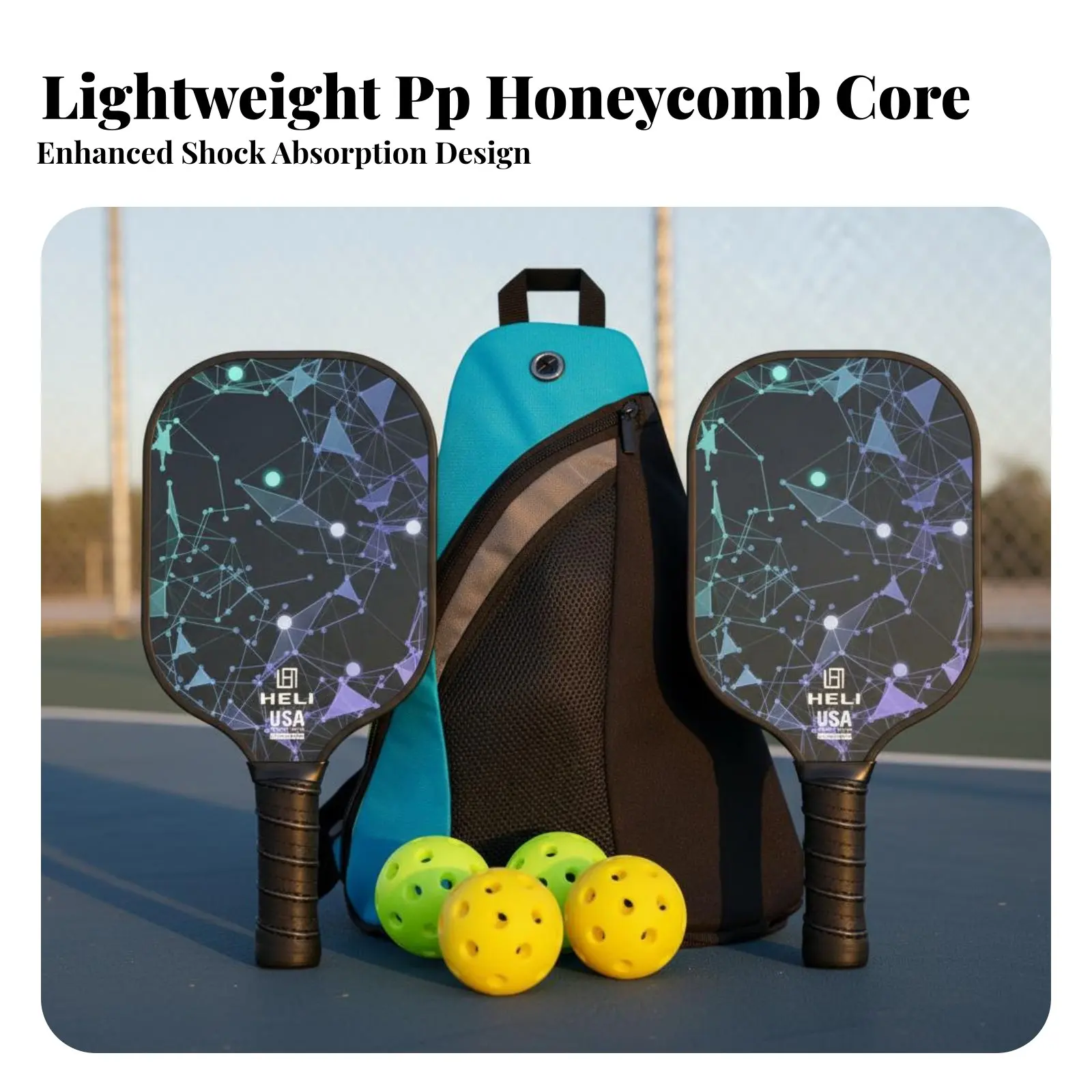 Pickleball Paddle Non-Slip Grip Pickleball Paddle Set Cellular Structure Interior Rackets Enlarged Sweet Area Lightweight Design