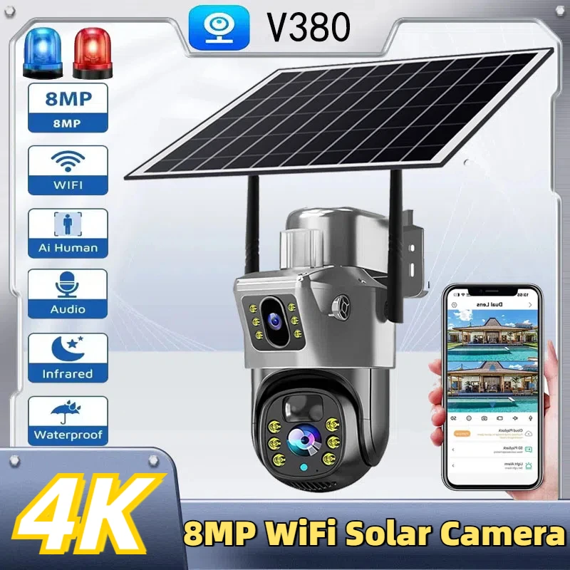 4K 8MP уличные солнечные камеры безопасности PIR сигнализация обнаружения движения автоматическое отслеживание защита безопасности беспроводная водонепроницаемая система видеонаблюдения
4K 8MP уличные солнечные камеры безопасности PIR сигнализация обнаружения движения автоматическое отслеживание защита безопасности беспроводная водонепроницаемая система видеонаблюдения