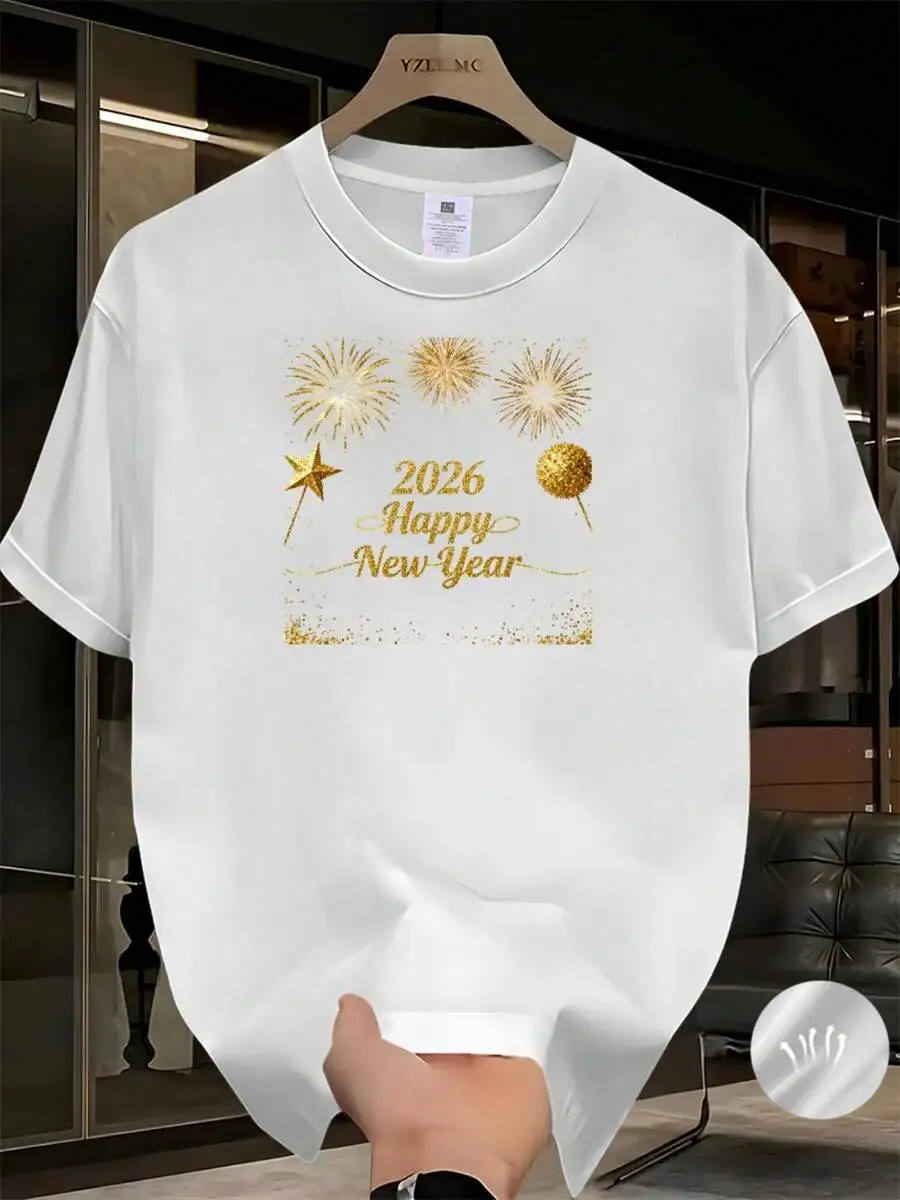 2026 Happy New Year Print T-Shirt Mens Cotton Short Sleeve Casual Round Neck
2026 Happy New Year Print T-Shirt Mens Cotton Short Sleeve Casual Round Neck