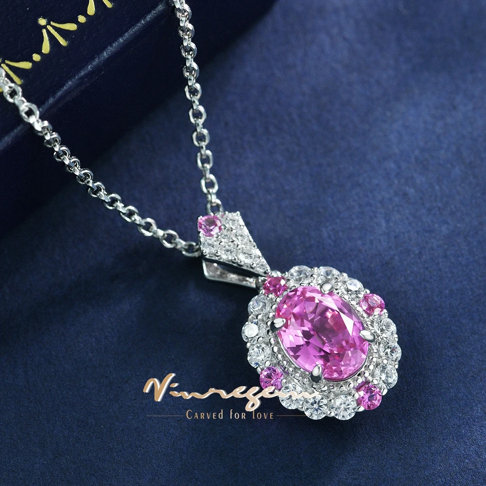 Vinregem 6*8 MM Oval Cut Sapphire Padparadscha High Carbon Diamond Gems Pendant Necklaces 100% 925 Sterling Silver Fine Jewelry
Vinregem 6*8 MM Oval Cut Sapphire Padparadscha High Carbon Diamond Gems Pendant Necklaces 100% 925 Sterling Silver Fine Jewelry