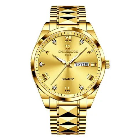 RuiZhiYuan New Gold Watch - Swiss Steel Men's Watch, High-End Waterproof Quartz Watch