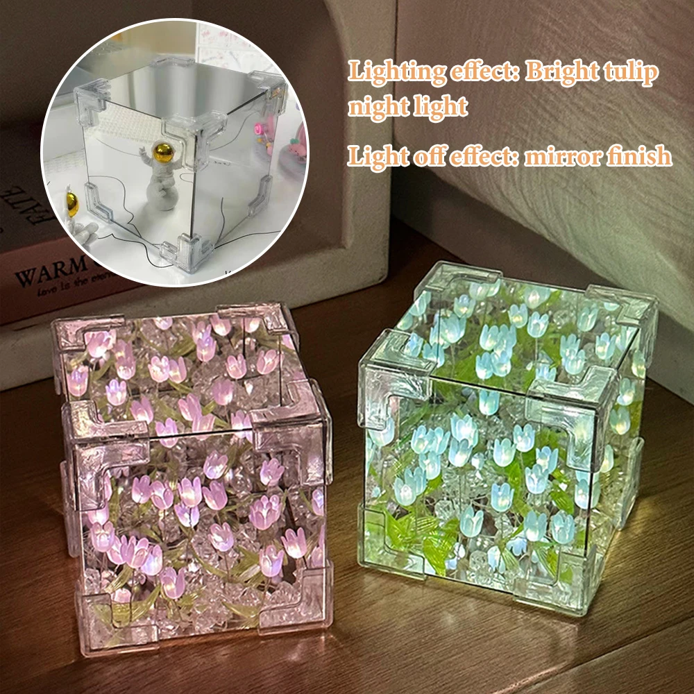 DIY Tulip Flower Cube Night Light Handmade LED Tulip Night Light Bedroom Decor Lights Birthday Valentine's Day Gifts
DIY Tulip Flower Cube Night Light Handmade LED Tulip Night Light Bedroom Decor Lights Birthday Valentine's Day Gifts
