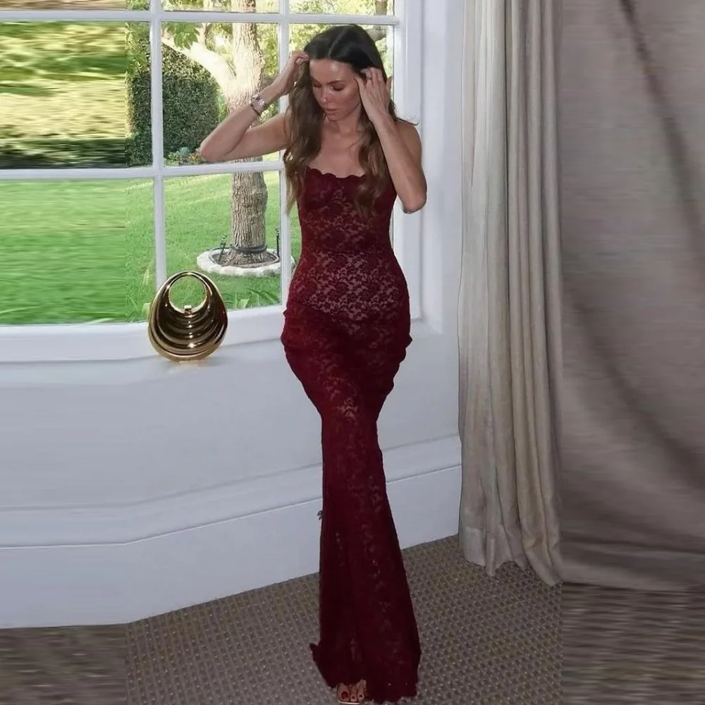Custom Made Sexy Sheer Black Lace Bodycon Maxi Dress Elegant Backless Spaghetti Strap Long Gown for Club Party Wedding Guest
Custom Made Sexy Sheer Black Lace Bodycon Maxi Dress Elegant Backless Spaghetti Strap Long Gown for Club Party Wedding Guest