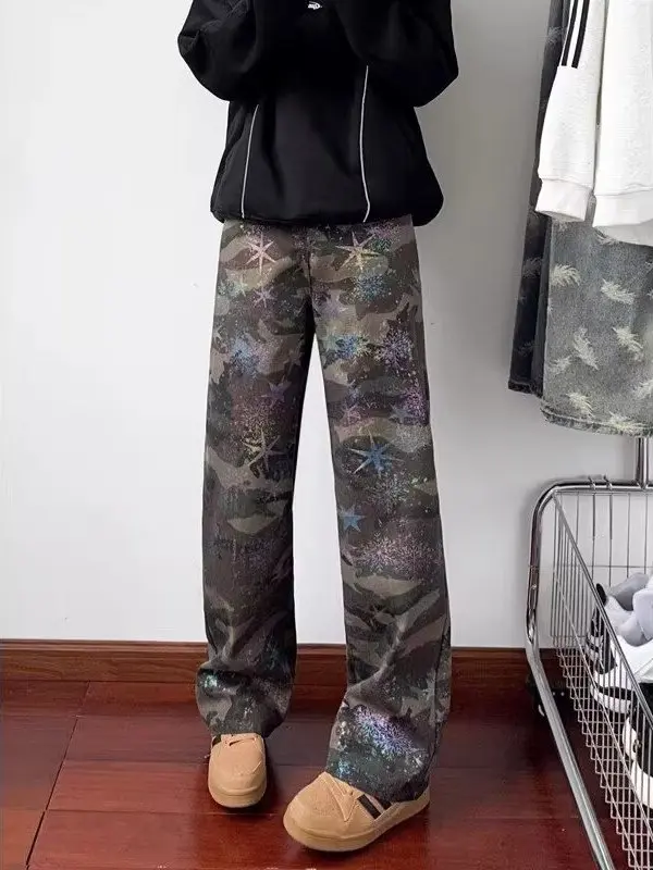 American Retro Tie Dye Camouflage Men's Jeans High Street Cleanfit Haome Loose Straight Leg Wide Leg Long Pants
American Retro Tie Dye Camouflage Men's Jeans High Street Cleanfit Haome Loose Straight Leg Wide Leg Long Pants