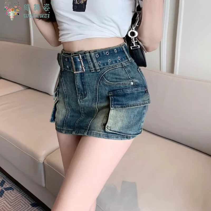 Y2K Hot Sale Retro Cowboy Work Dress with Belt Fashion Hight Waist Pants Short Skirt Summer New Pocket Mini Jeans Skirts Female
Y2K Hot Sale Retro Cowboy Work Dress with Belt Fashion Hight Waist Pants Short Skirt Summer New Pocket Mini Jeans Skirts Female