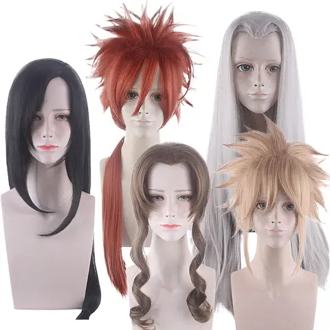 Cosplay Synthetic Wig for Game Heroine-Inspired Styles Tifa-Lockhart Reno Aerith G Look Party Halloween Costume