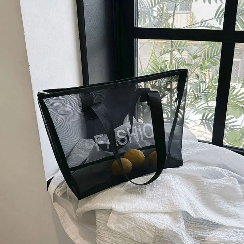 Transparent Mesh Tote Bag Zipper with Handle Swimming Handbag Storage Pouch Large Capacity Shopping Shoulder Bag Summer
Transparent Mesh Tote Bag Zipper with Handle Swimming Handbag Storage Pouch Large Capacity Shopping Shoulder Bag Summer